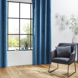 Rideau occultant velours Otto bleu canard Atmosphera - Le dépôt Bailleul