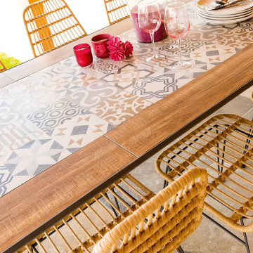 Table de jardin 8 places mosaïque Lambada Hespéride - Le Dépôt Bailleul