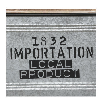 Lot de 3 malles métal gris plateau bois Atmosphera - Le Dépôt Bailleul