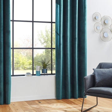 Rideau occultant velours Otto vert cèdre 140x260 Atmosphera - Le dépôt Bailleul