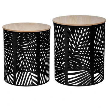 Lot de 2 tables basses Feuille noir Atmosphera - Le Dépôt Bailleul