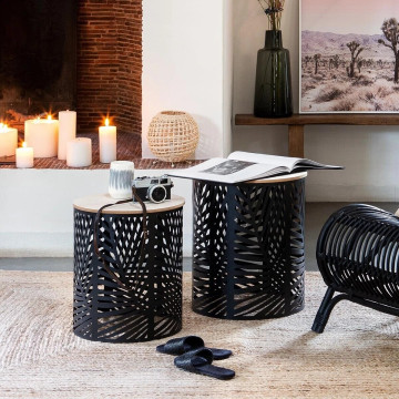Lot de 2 tables basses Feuille noir Atmosphera - Le Dépôt Bailleul