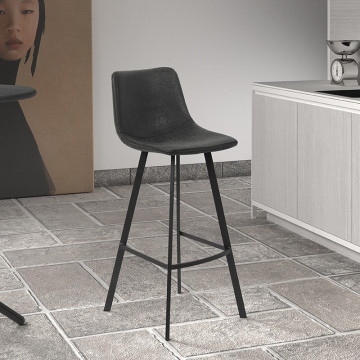 Tabouret de bar Ozan PU noir  - Le Dépôt Bailleul