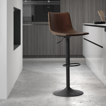 Tabouret de bar réglable Trevi PU brun - Le Dépôt Bailleul