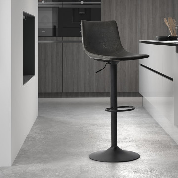 Tabouret de bar réglable Trevi PU noir - Le Dépôt Bailleul
