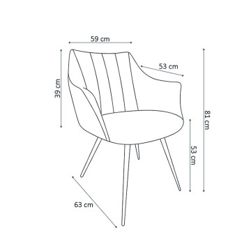 Chaise avec accoudoirs Ramona PU gris foncé - Le Dépôt Bailleul
