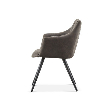 Chaise avec accoudoirs Ramona PU gris foncé - Le Dépôt Bailleul
