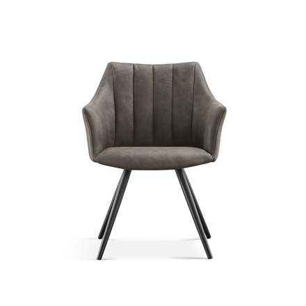 Chaise avec accoudoirs Ramona PU gris foncé - Le Dépôt Bailleul