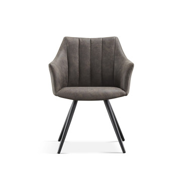 Chaise avec accoudoirs Ramona PU gris foncé - Le Dépôt Bailleul