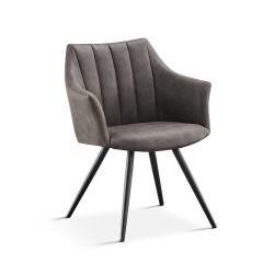 Chaise avec accoudoirs Ramona PU gris foncé - Le Dépôt Bailleul