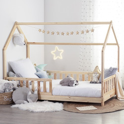 Lit cabane 90x190 en bois...