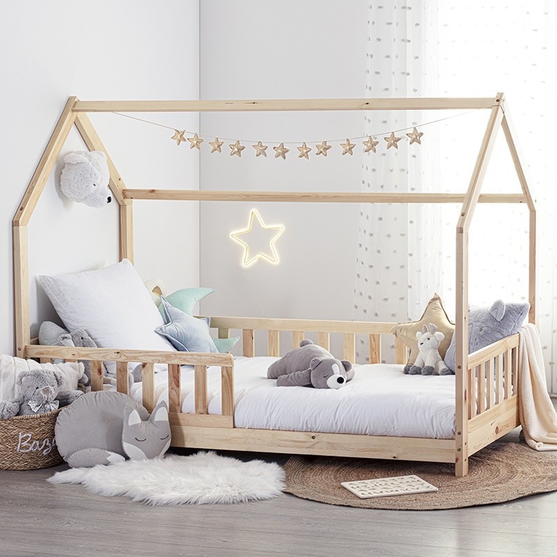 Lit cabane Lits d'appoint pour 2 enfants, lits simples avec tête