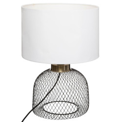 Lampe grille Emie noir et blanc Atmosphera - Le Dépôt Bailleul