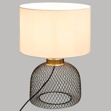 Lampe grille Emie noir et blanc Atmosphera - Le Dépôt Bailleul