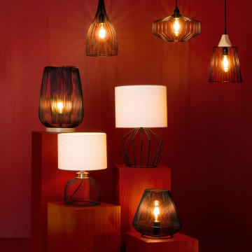 Lampe grille Emie noir et blanc Atmosphera - Le Dépôt Bailleul