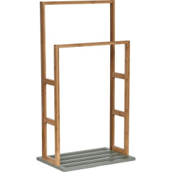 Porte serviette bambou 2 barres naturel et kaki - Le Dépôt Bailleul