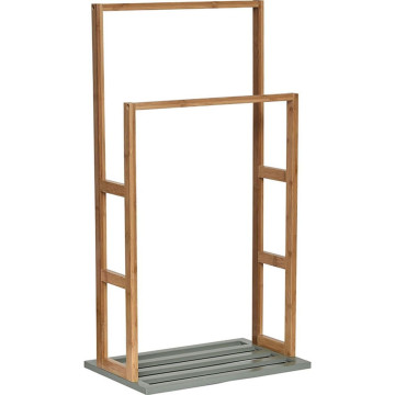 Porte serviette bambou 2 barres naturel et kaki - Le Dépôt Bailleul