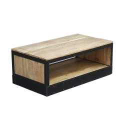 Table basse 2 niveau en métal et manguier - Le Dépôt Bailleul
