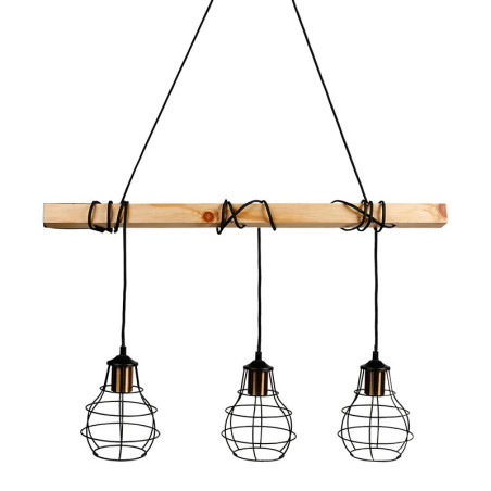 Suspension Indus barre en bois 3 cordons Ostaria