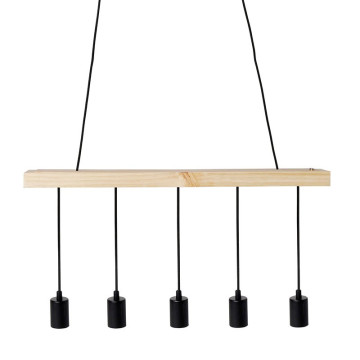 Suspension barre en bois 5 cordons simples Ostaria - Le Dépôt Bailleul