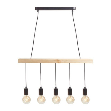 Suspension barre en bois 5 cordons simples Ostaria - Le Dépôt Bailleul