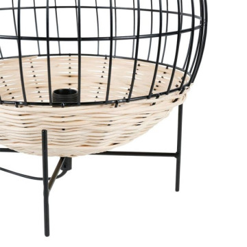 Lampe à poser Calypso boule rotin et métal Ostaria - Le Dépôt Bailleul