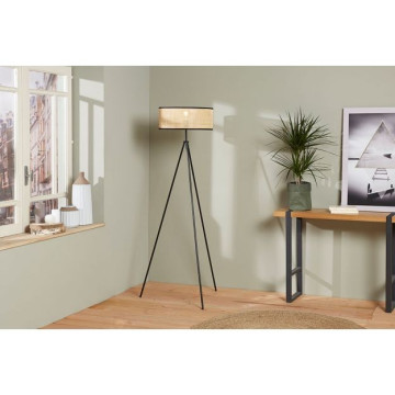 Lampadaire trépied Yuca abat-jour cannage Ostaria - Le Dépôt Bailleul