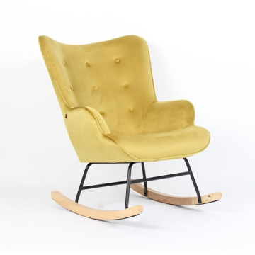 Fauteuil à bascule H92 velours jaune curry - Le Dépôt Bailleul