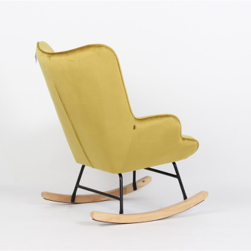 Fauteuil à bascule H92 velours jaune curry - Le Dépôt Bailleul