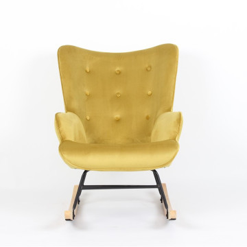Fauteuil à bascule H92 velours jaune curry - Le Dépôt Bailleul