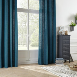 Rideau 140x260 à œillets Leon bleu canard Atmosphera - Le Dépôt Bailleul