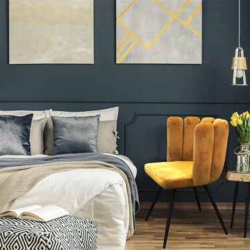 Chaise Ariel velours jaune moutarde - Le Dépôt Bailleul