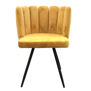 Chaise Ariel velours jaune moutarde - Le Dépôt Bailleul