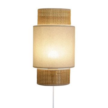 Applique incurvée rotin et tissu blanc Ostaria - Le Dépôt Bailleul