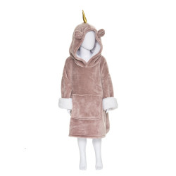 Sweat plaid à capuche licorne rose enfant Atmosphera - Le Dépôt Bailleul