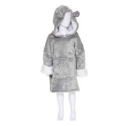Sweat plaid à capuche ours gris enfant Atmosphera - Le Dépôt Bailleul