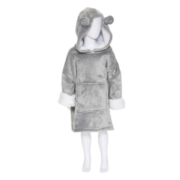 Sweat plaid à capuche ours gris enfant Atmosphera - Le Dépôt Bailleul