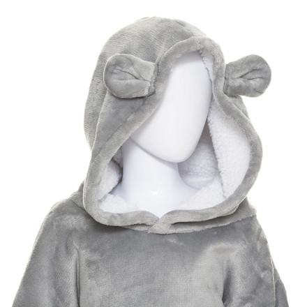 Sweat plaid à capuche ours gris enfant Atmosphera - Le Dépôt Bailleul