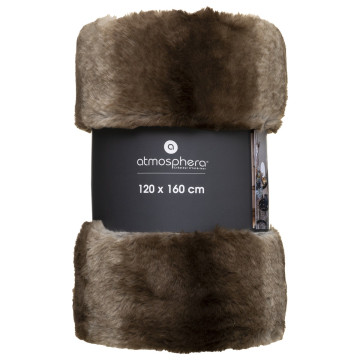 Plaid Grizzli fausse fourrure 120x160 Atmosphera - Le Dépôt Bailleul