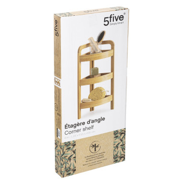Étagère angle 3 niveaux en bambou