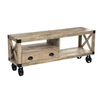 Meuble TV bois et métal 1 tiroir Silas Atmosphera - Le Dépôt Bailleul