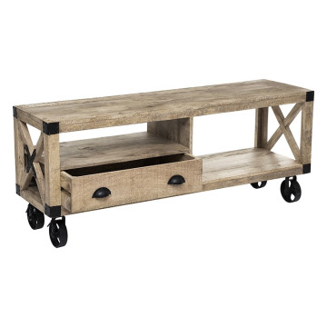 Meuble TV bois et métal 1 tiroir Silas Atmosphera - Le Dépôt Bailleul