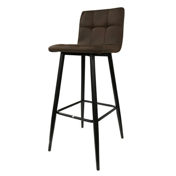 Tabouret de bar marron pieds métal noir - Le Dépôt Bailleul