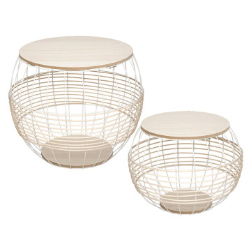 Set de 2 tables métal et rotin Juline Atmosphera - Le Dépôt Bailleul