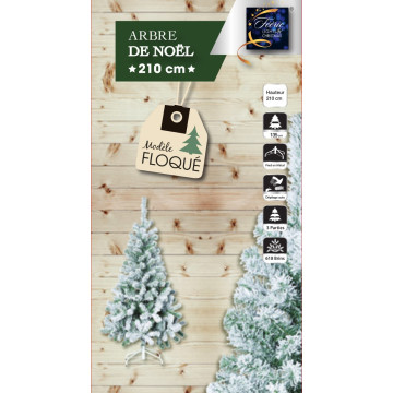Sapin floqué blanc 210 cm design pied fourni - Le Dépôt Bailleul