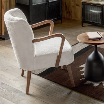 Fauteuil effet lainage blanc Chiara Atmosphera - Le Dépôt Bailleul