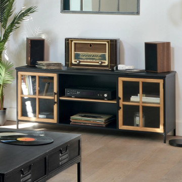 Meuble TV 2 portes vitrées Baris Atmosphera - Le Dépôt Bailleul