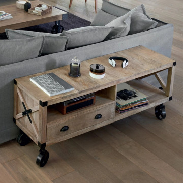 Meuble TV bois et métal 1 tiroir Silas Atmosphera - Le Dépôt Bailleul