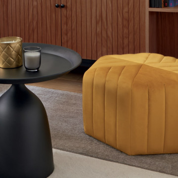Pouf velours Seis hexagonal ocre Atmosphera - Le Dépôt Bailleul