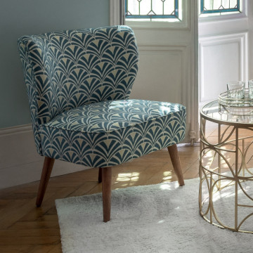 Fauteuil bas Chiara décor bleu Atmosphera - Le Dépôt Bailleul